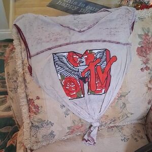 MTV Women's Tank Top - White with Red Graphic